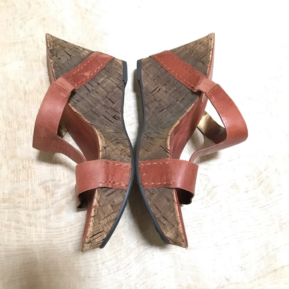 Nine West Enfete Wedges Leather Sandals Size 8